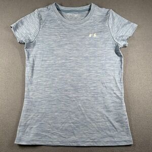 Under Armour Shirt Womens Medium Blue Short Sleeve Crew Neck HeatGear 1291282